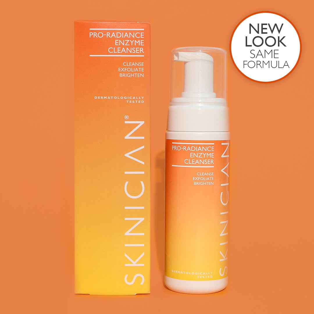 Image of SKINICIAN Pro-Radiance Enzyme Cleanser on orange background