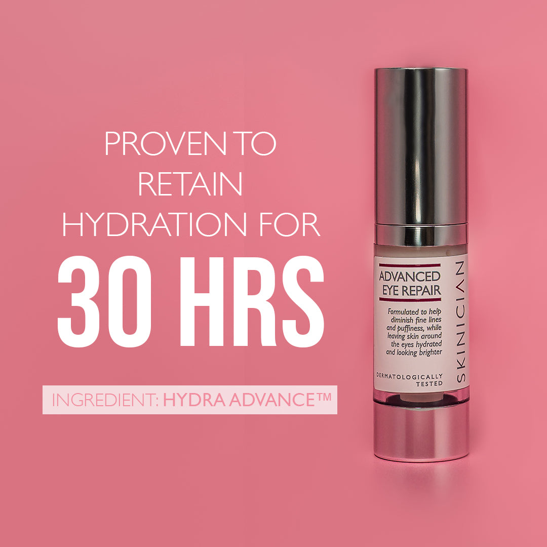 Image of SKINICIAN Eye Repair with text "proven to retain hydration for 30 hours"